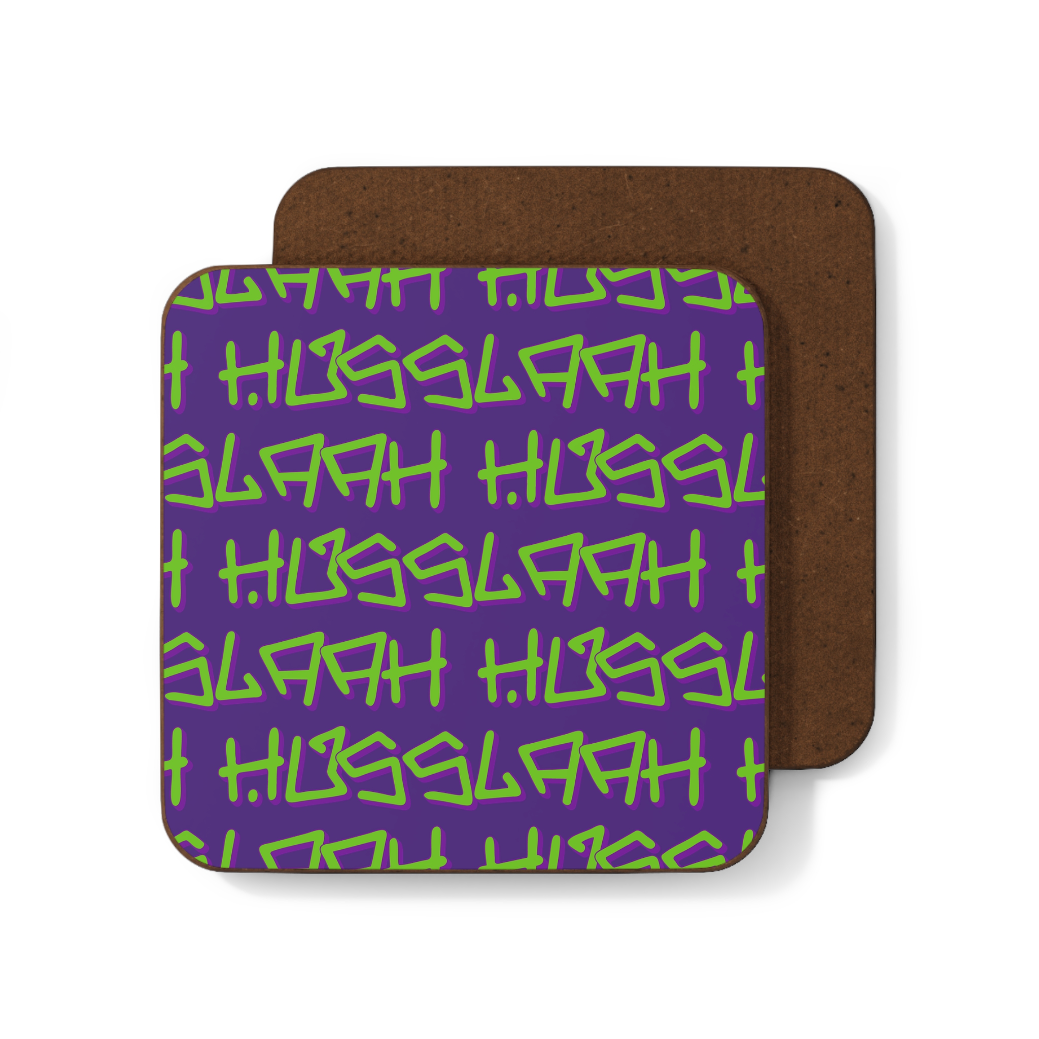 Husslaah Purple Graffiti Hardboard Coaster Set
