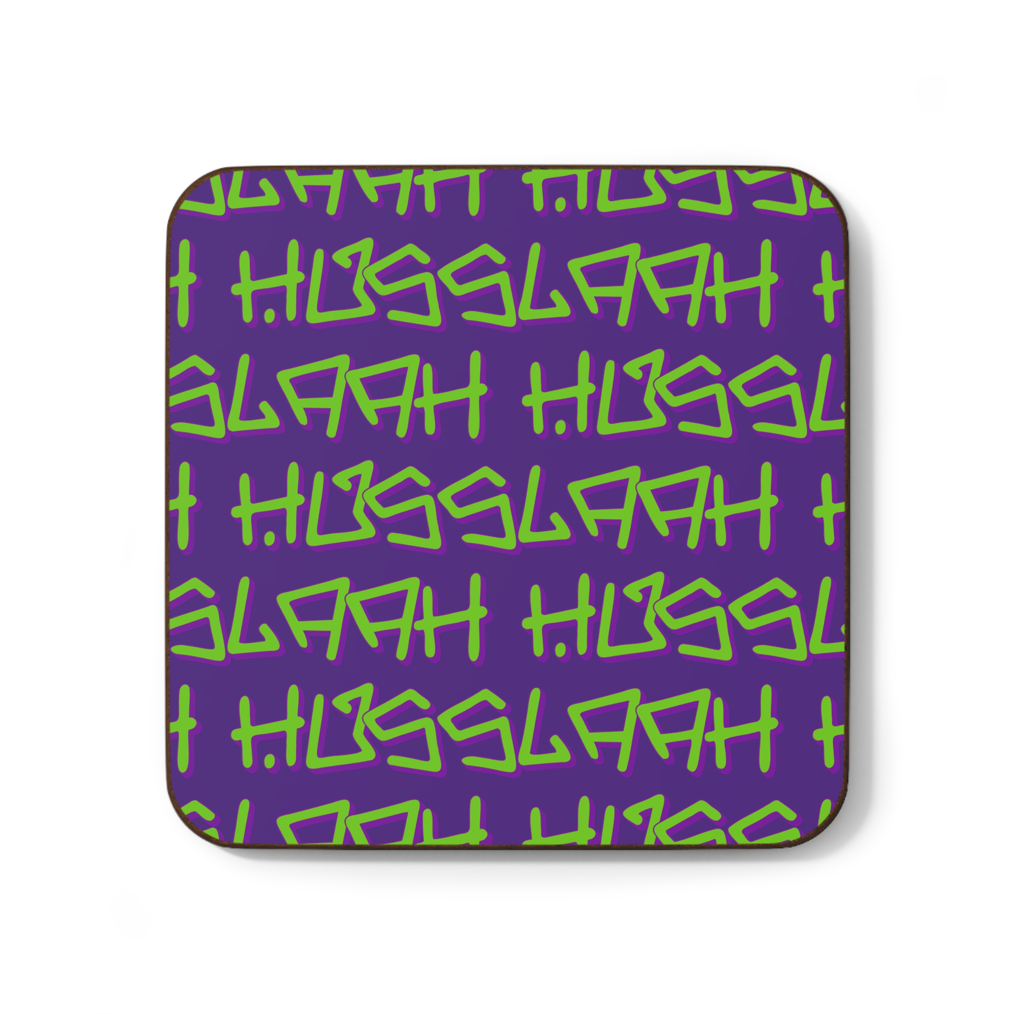 Husslaah Purple Graffiti Hardboard Coaster Set - Image 4